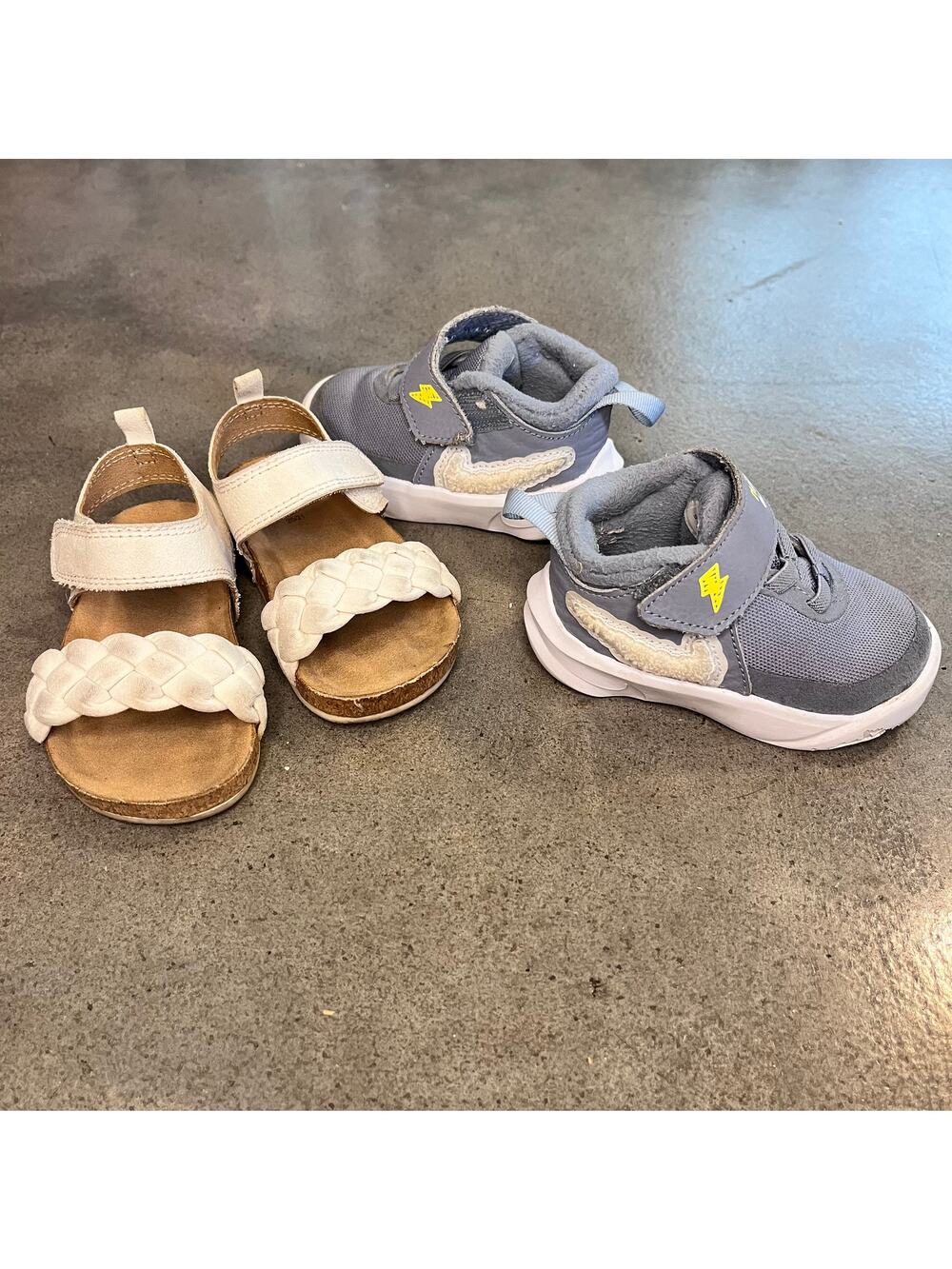 Nike Gray sneaker shoes H&M White sandals bundle toddler girls size 5 baby